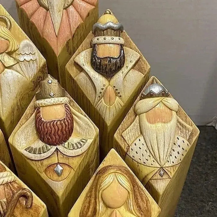 Heaven Nativity Tree Pillar Statues (9pcs) marnetic